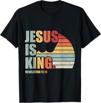 Retro Vintage Jesus Is King Bible Scripture Quote Christian T-Shirt