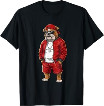 Retro Bulldogs Distressed Funny Sunglasses Classic Animals T-Shirt