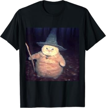 Wizard Cat Weird Funny Halloween Cat Meme T-Shirt
