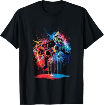 Gamer Video Game Control Pad Paint Dripping Gaming T-Shirt