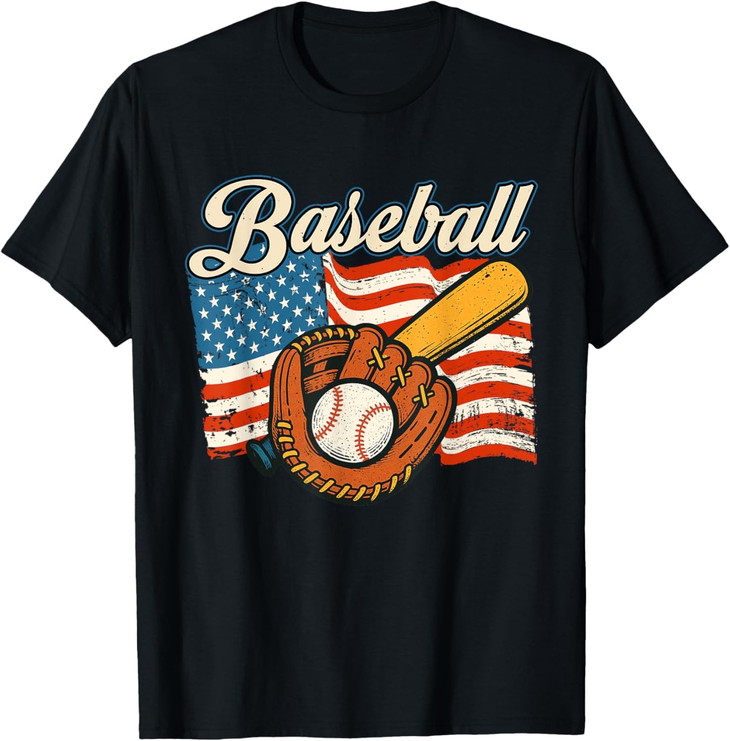 America Flag Baseball Player Bat Fan Catcher Pitcher Usa T-shirt