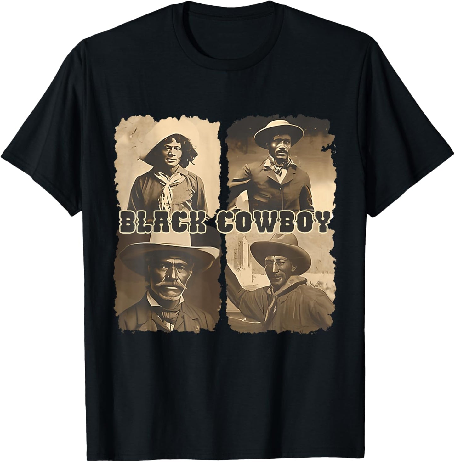 Black Cowboy Western Rodeo Melanin Black History For Men Dad T-Shirt