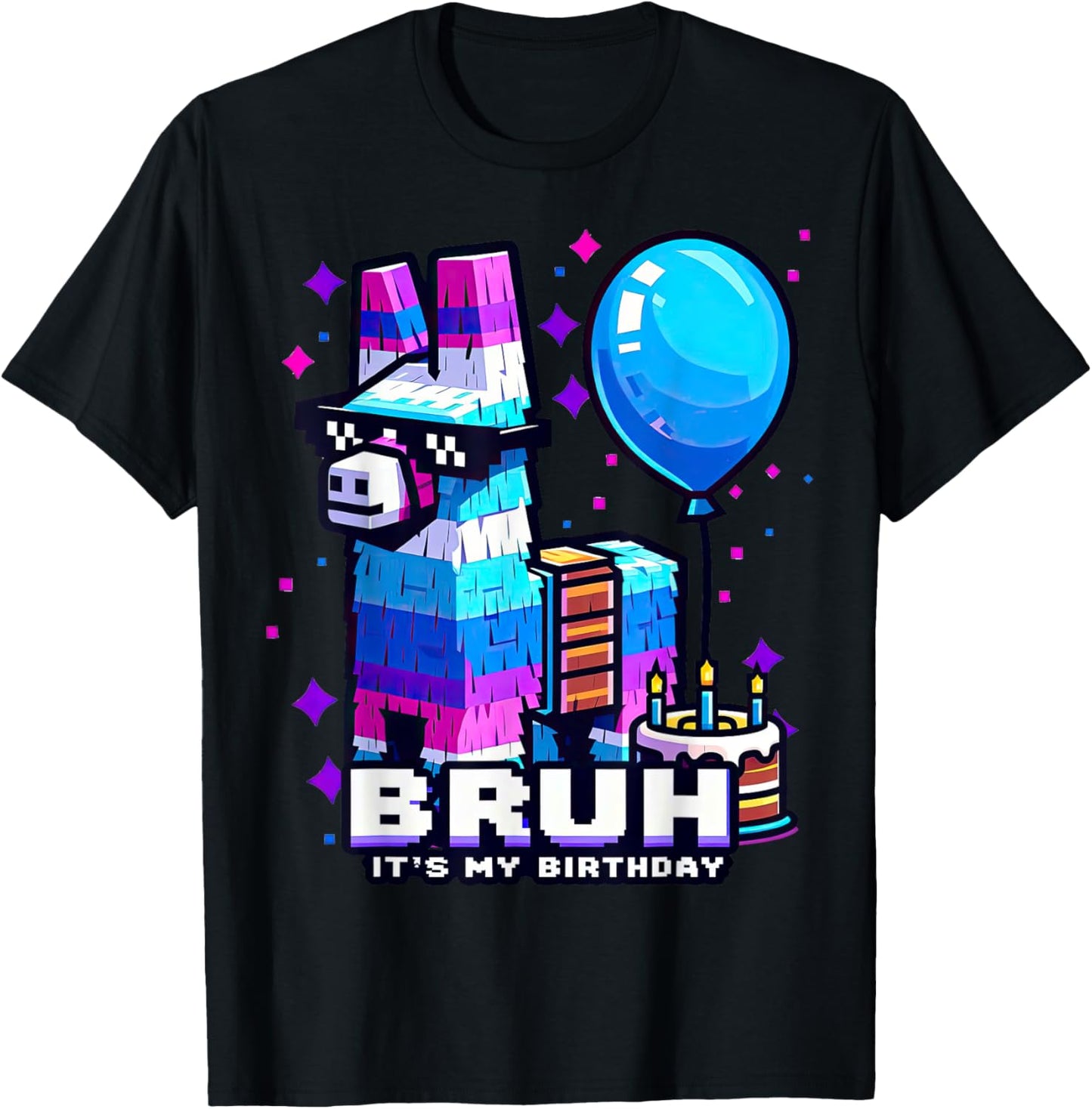 Bruh Its My Birthday Llama Pinata Boy Girl Family Party T-Shirt