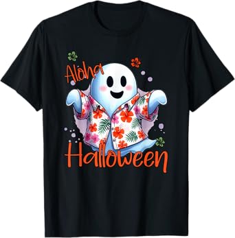 Aloha Halloween Ghost Funny Hawaiian T-Shirt