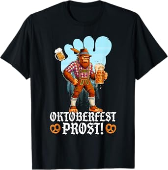 Oktoberfest 2025 Bigfoot Drinking Beer Germany Flag Men Guys T-Shirt