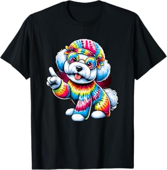 Peace Sign Tie Dye Bichon Frise Dog Men Women Kids T-Shirt