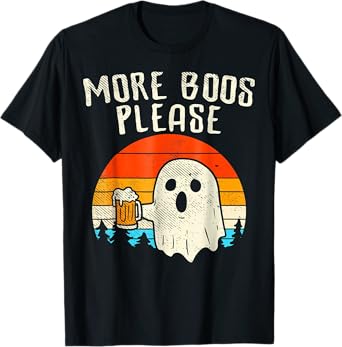 More Boos Please Ghost Beer Funny Halloween Beer Drinking T-Shirt