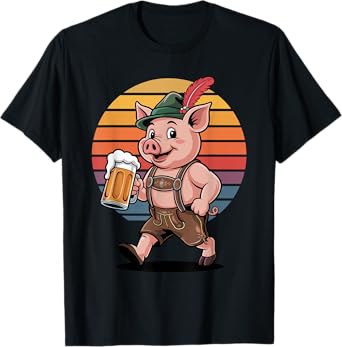 Rertro Pig Beer Drinking Pigs T-Shirt