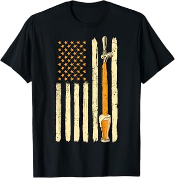 Craft Beer Tap Distressed American Flag Patriotic Alcohol T-Shirt
