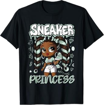 Sneaker Princess Girl Afro Seafoam Abundance 4s Matching T-Shirt