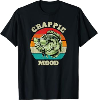 Funny Crappie Mood Retro Fishing Sarcastic Dad Mens Boys T-Shirt
