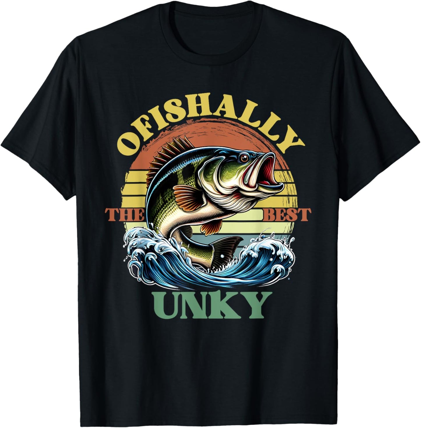 Ofishally The Best Unky Retro Vintage Bass Fishing T-Shirt