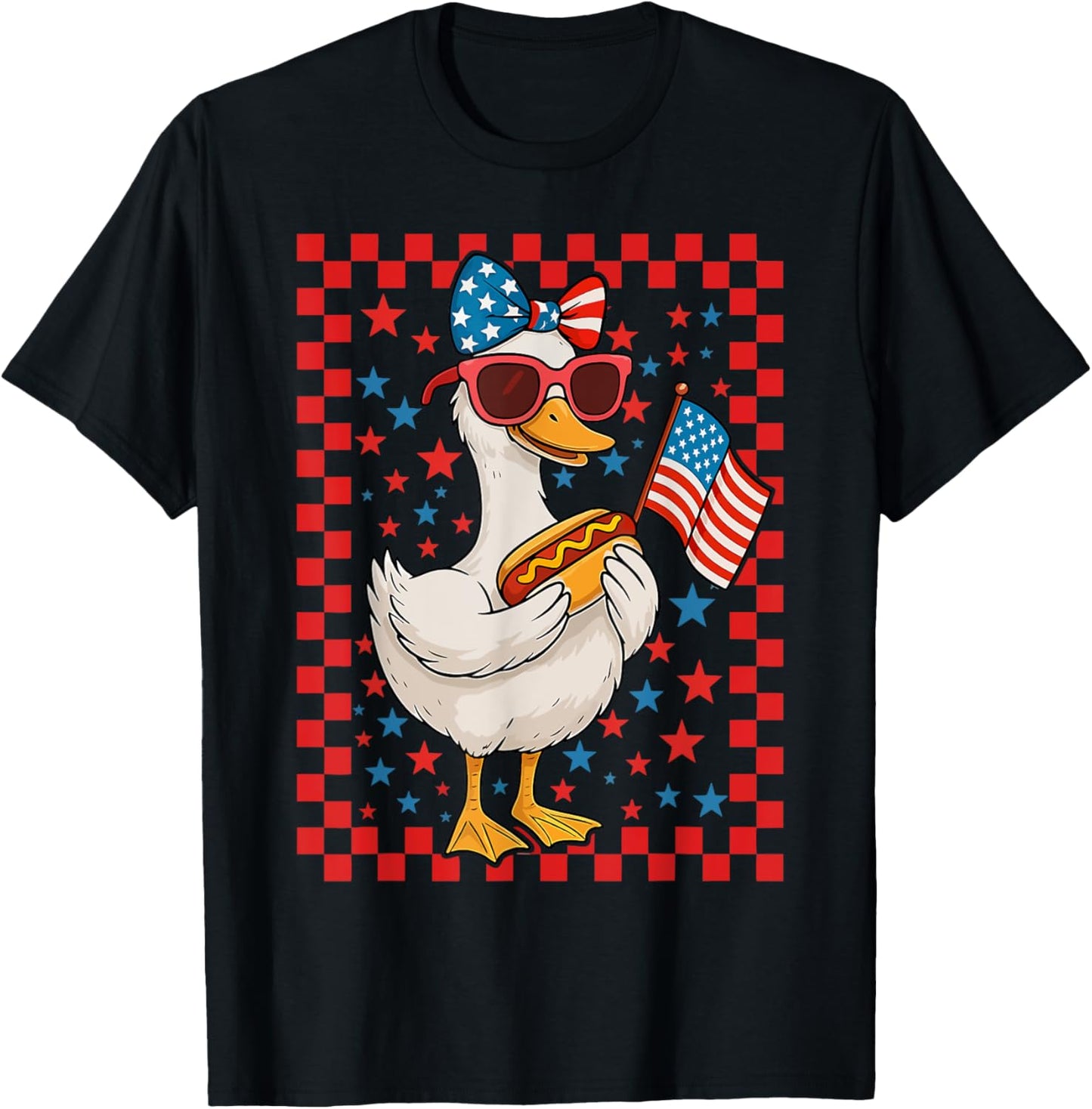 Funny Girl 4th Of July Goose Lover Patriotic America Flag T-Shirt