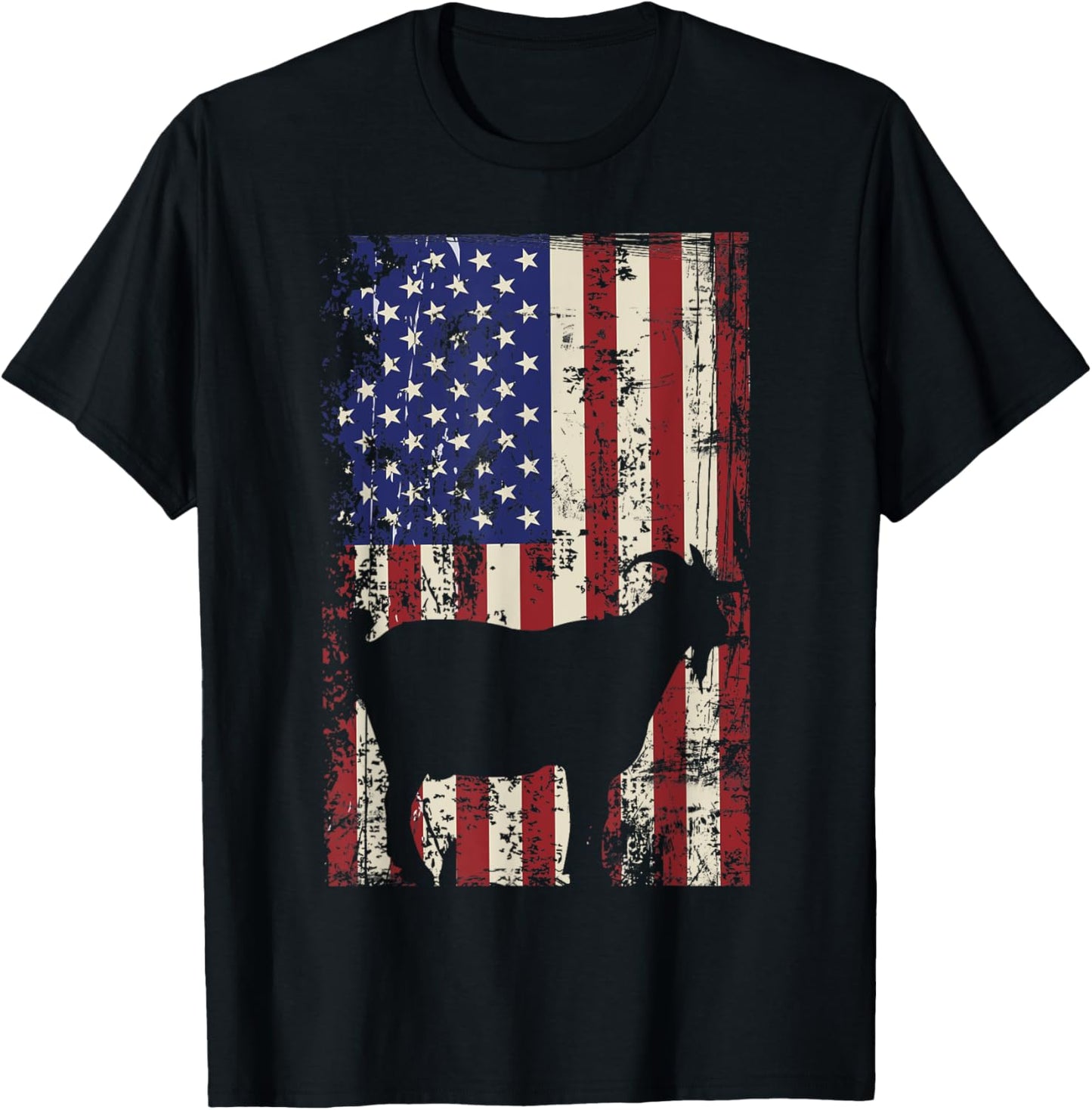 Patriotic Goat 4th of July American Flag T-Shirt