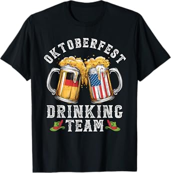 Oktoberfest Squad Drinking Team Beer German American Flag T-Shirt