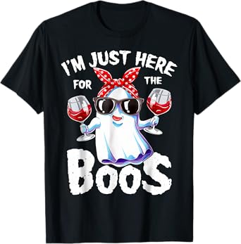 I'm Just Here for The Boos Halloween Women Ghost Cute Funny T-Shirt