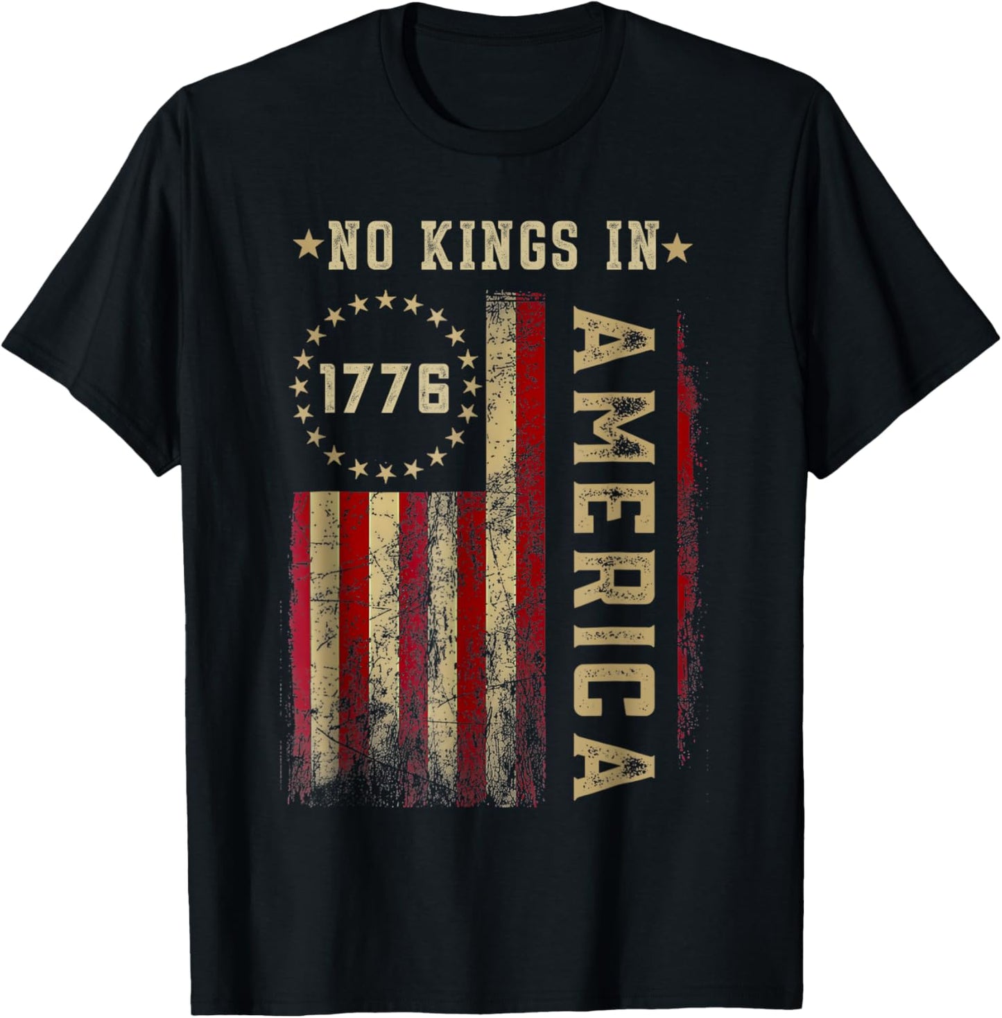 Retro June 14th No Kings In America 1776 Usa Flag Men Women T-shirt