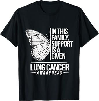 Lung Cancer Survivor Family Support Is A Given White Ribbon T-Shirt