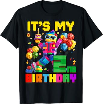 Its My 2nd Second Birthday Building Brick 2 Years Old Boys T-Shirt