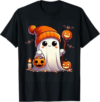 Ghost Halloween Cute Ghost Trick or Treat Candy Boys Girls T-Shirt