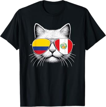 Colombian Peruvian Flag Funny Cat Colombia Peru Heritage T-Shirt