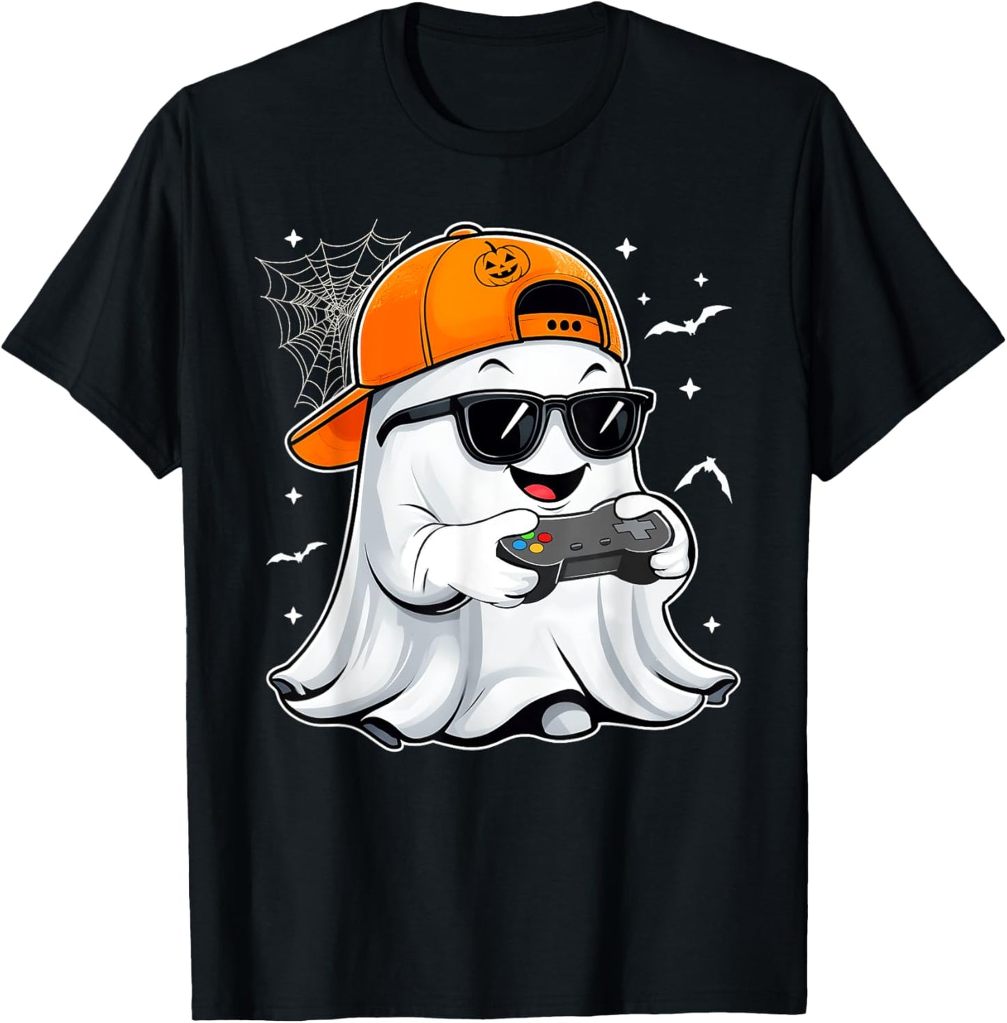 Halloween Ghost Gamer Scary Costume Gaming Men Boys Kids T-Shirt