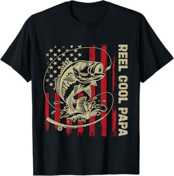Reel Cool Papa Fishing Vintage American Flag Men's T-Shirt