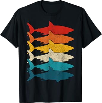 Shark Vintage Fish Fishing Great White Shark Retro T-Shirt
