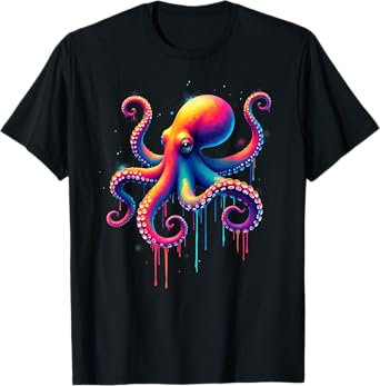Aesthetic Rainbow Dripping Octopus T-Shirt