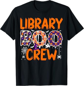 Library Boo Crew Librarians Book Lovers Ghost Halloween T-Shirt