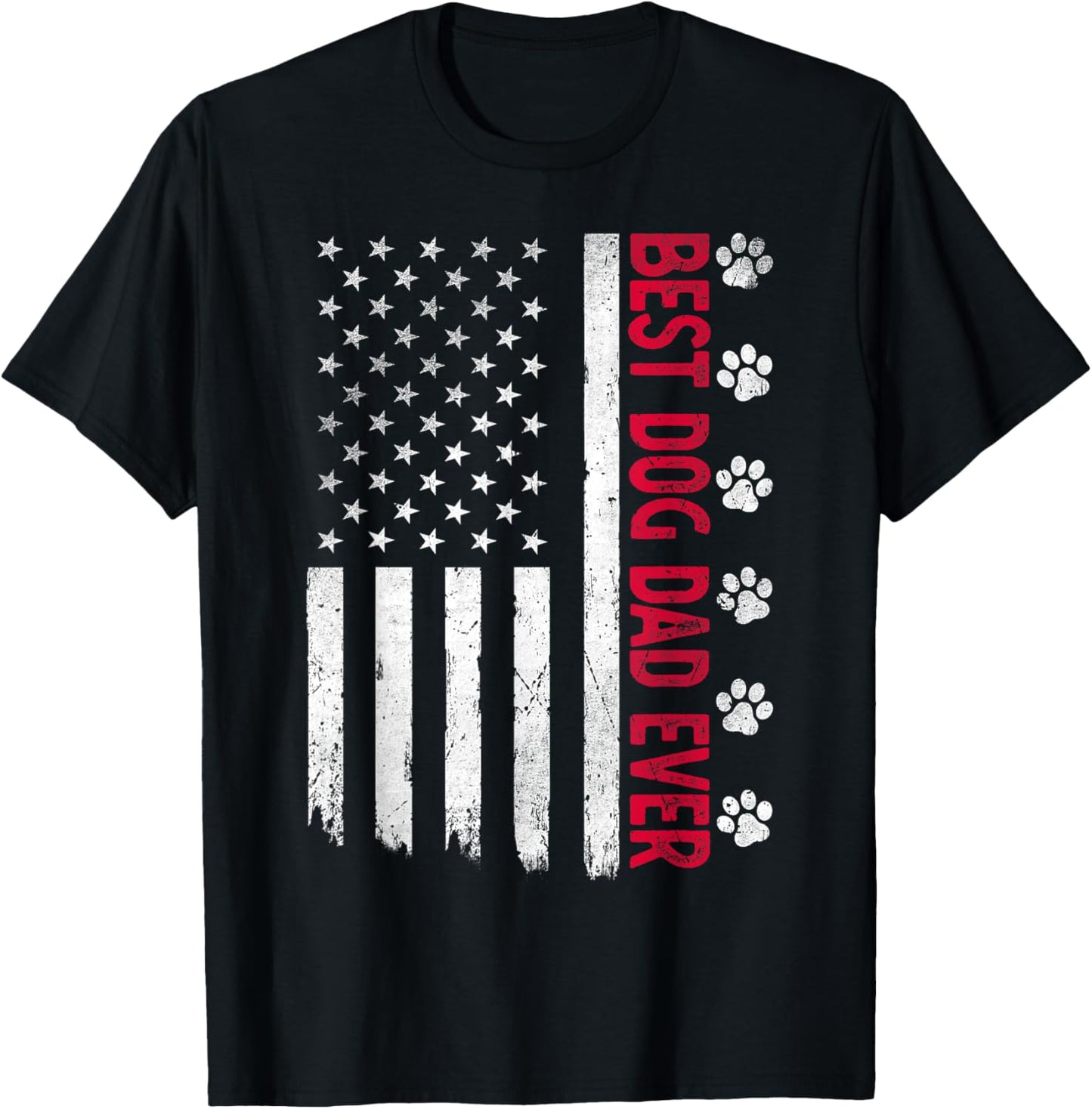 Best Dog Dad Ever American USA Flag Father's Day Dog Lover T-Shirt