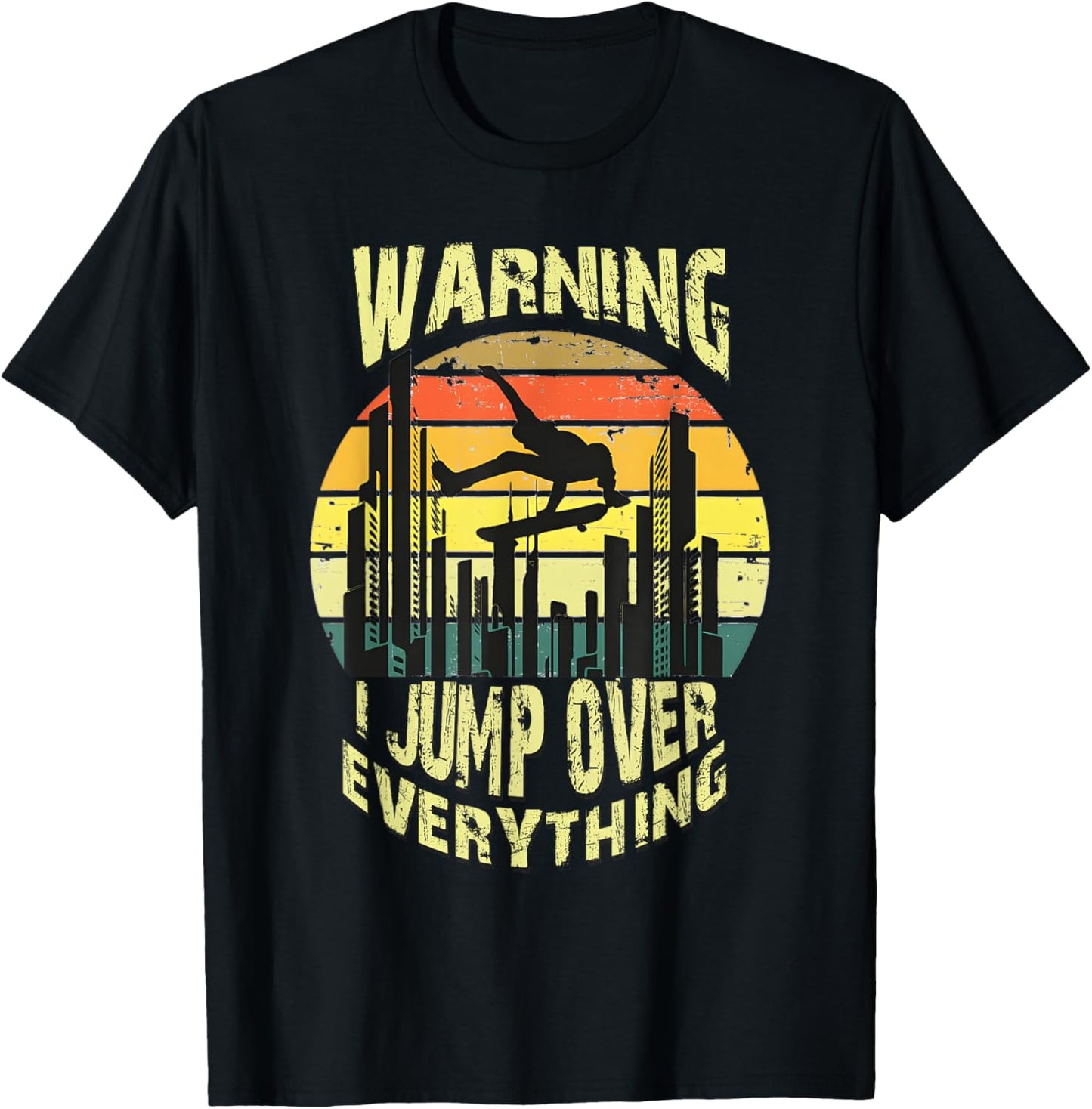Warning I Jump Over Everything Parkour Retro Tee by TeeBrew