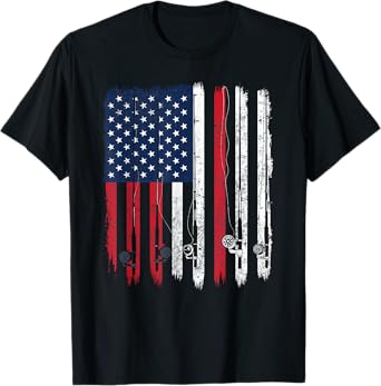 American Flag Fishing Rod Fishing T-Shirt