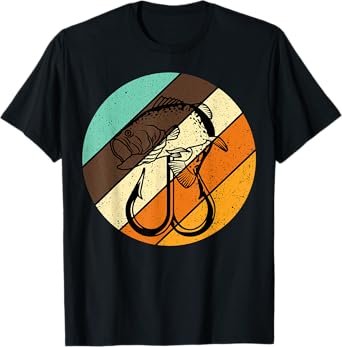 Bass Fishing Retro Vintage Fish Forest Fishhook Fisherman T-Shirt