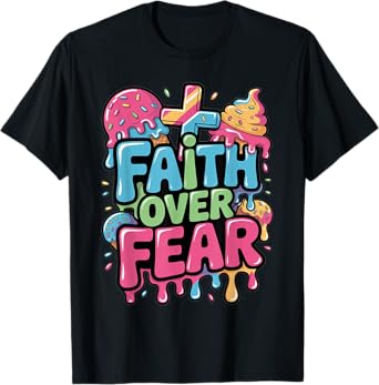 Faith Over Fear Ice Cream Christian Drip Kids Jesus Youth T-Shirt