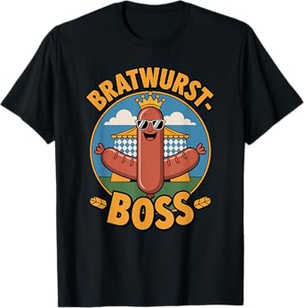 Funny Bratwurst Boss Oktoberfest Bavarian Men Sausage Wurst T-Shirt