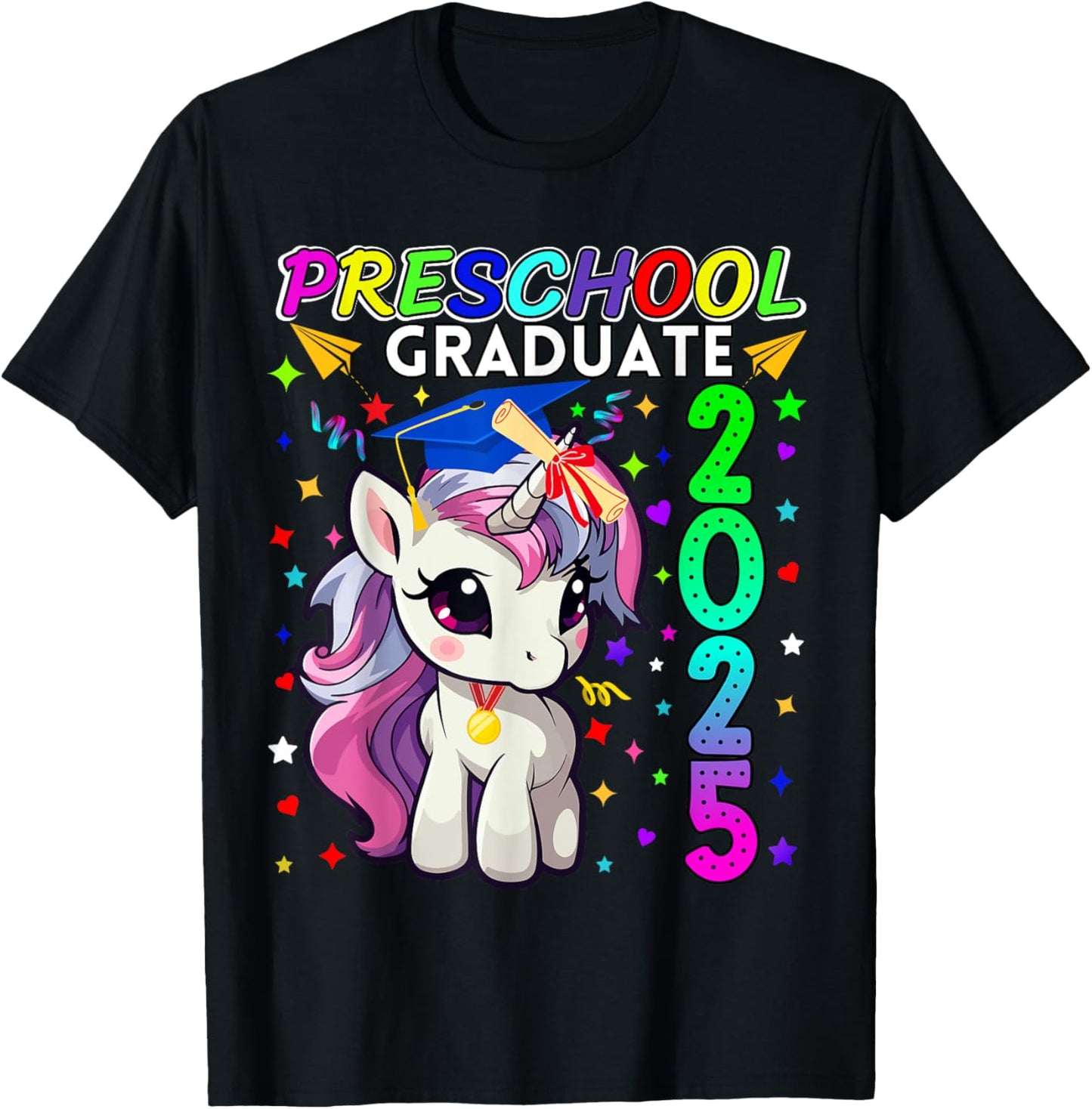 Preschool Graduation 2025 Pre-k Graduate unicorn Kids Girls T-Shirt