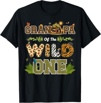 Grandpa Of The Wild One 1st Birthday Funny Jungle Safari T-Shirt