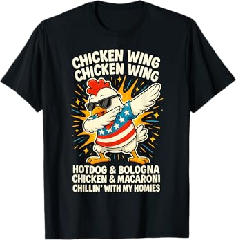 Dabbing Chicken Wing Chicken Wing Hot Dog And Baloney USA T-Shirt for Men Women Kids