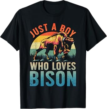 Cool Bison Design For Men Boys Wildlife Buffalo Lover Bison T-Shirt