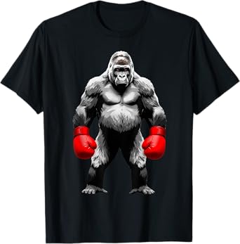 Men Gorilla Fighter Boxer Art Funny Animal Boxing T-Shirt