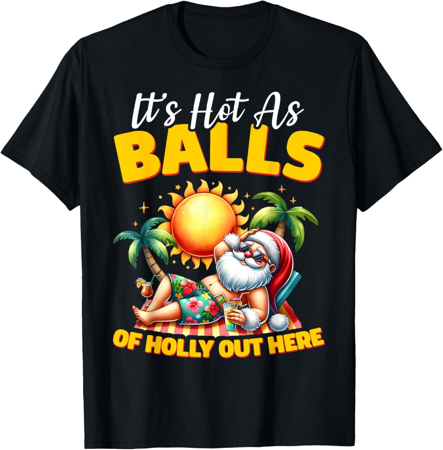 Funny Christmas In July Hawaii Santa Beach Summer Vacation T-shirt