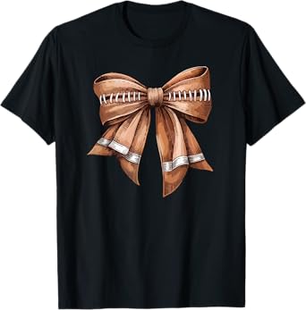 Coquette Bow American Football Mama Season Autumn Fall T-Shirt