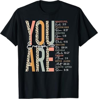 You Are Enough Religious Christian Faith Bible Verse Leopard T-Shirt