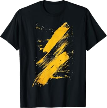 LumaThread Unisex Adults Yellow And Black Brushstrokes Graphic T-Shirt