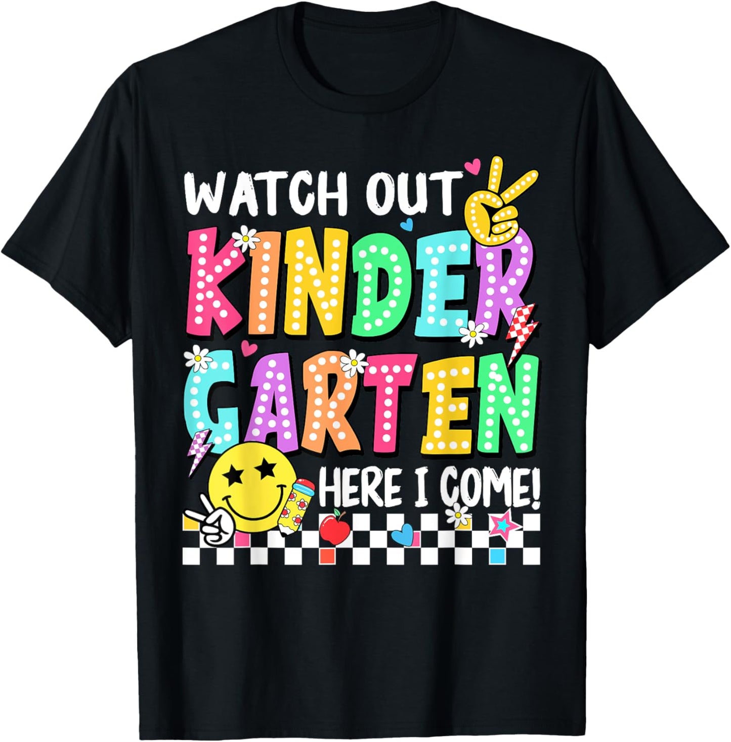 Watch Out Kindergarten Here I Come Kids Back To School Tee by TeeBrew