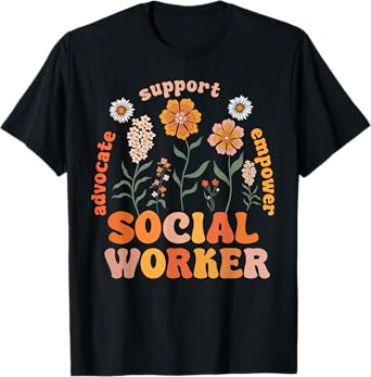 Retro Social Worker Vintage Flower Social Work Life T-Shirt
