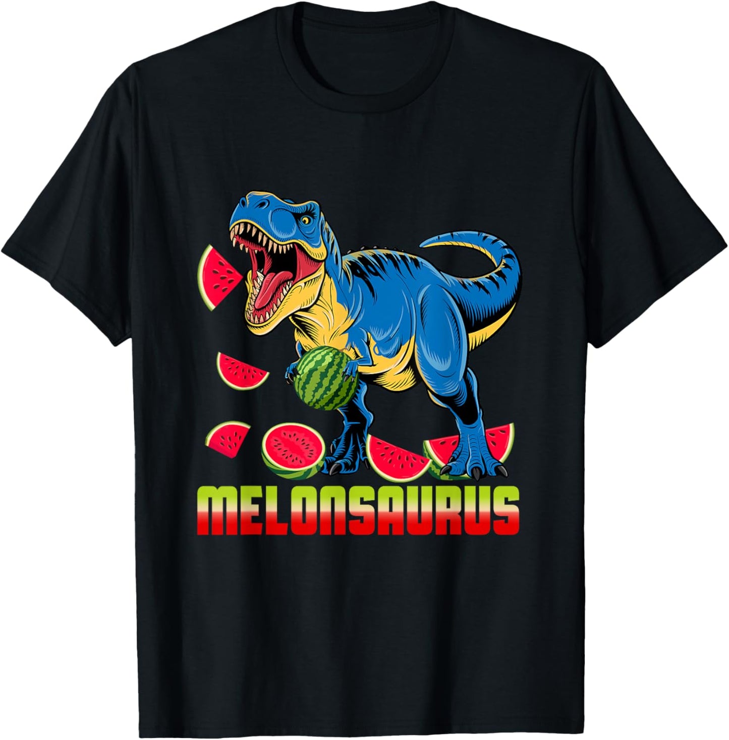 Funny Melonsaurus Watermelon Dinosaur Summer Tropical Fruits T-Shirt