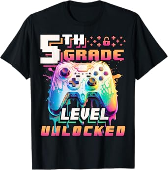 Back to School 5th Grade Boys Gamer First Day School Level T-Shirt