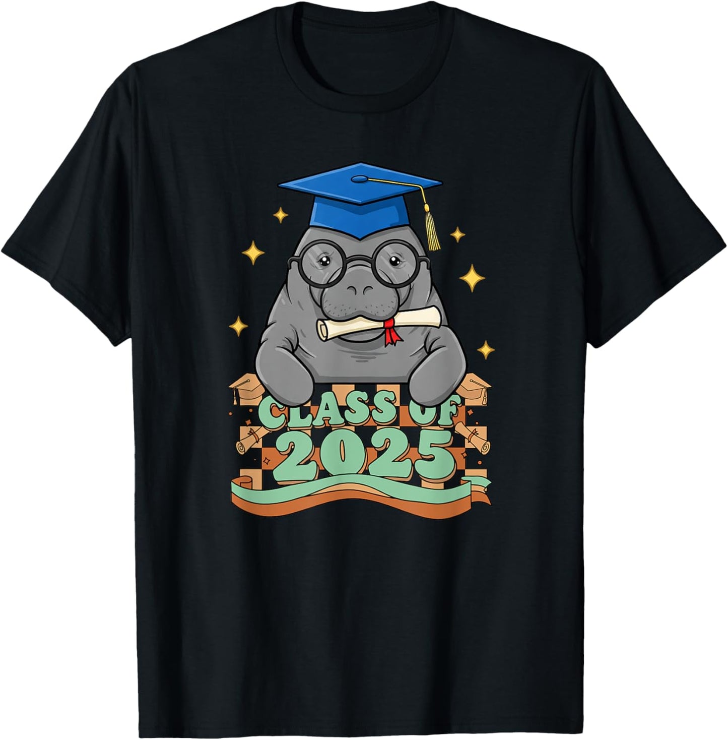 Graduate Manatee Class Of 2025 Kids Mens Womens Graduation T-Shirt